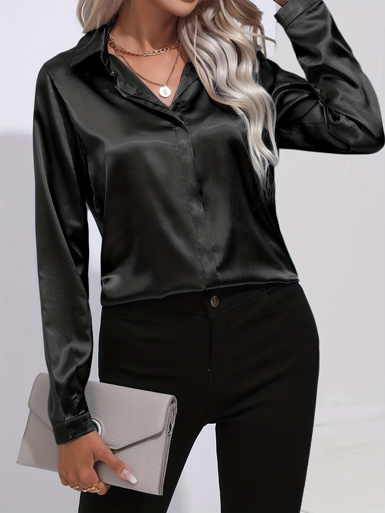 Lange mouwen blouse dames – Elegante blouse met comfortabele pasvorm en stijlvol design