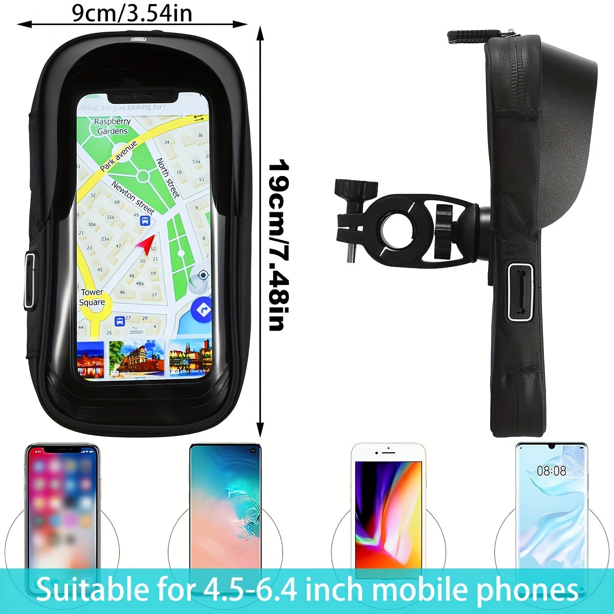 Fiets en Motor Telefoonhouder Handvat Tas 360° Draaioptie Waterdicht