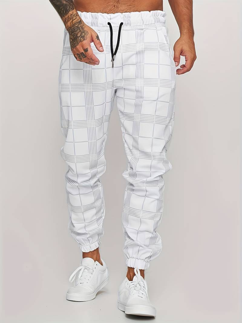 Joggingbroek Heren – Geruite Sportbroek van Katoen met Comfortabele Pasvorm