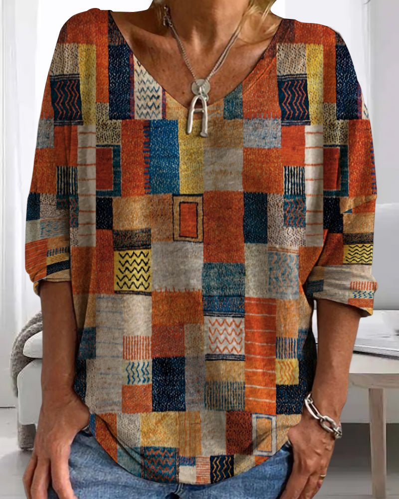 Geruite top dames – Stijlvolle blouse met korte mouwen en trendy patroon