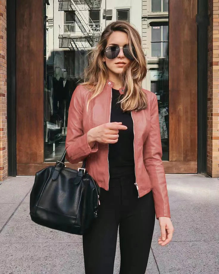 Jas Dames – Elegante Zip-Up Jas van Katoen voor Lente en Herfst