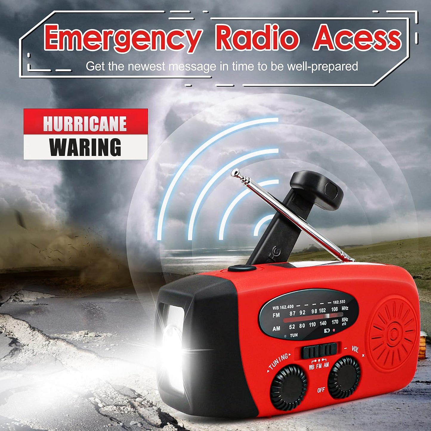Handcrank Radio LED Zaklamp AM FM NOAA Weer Radio