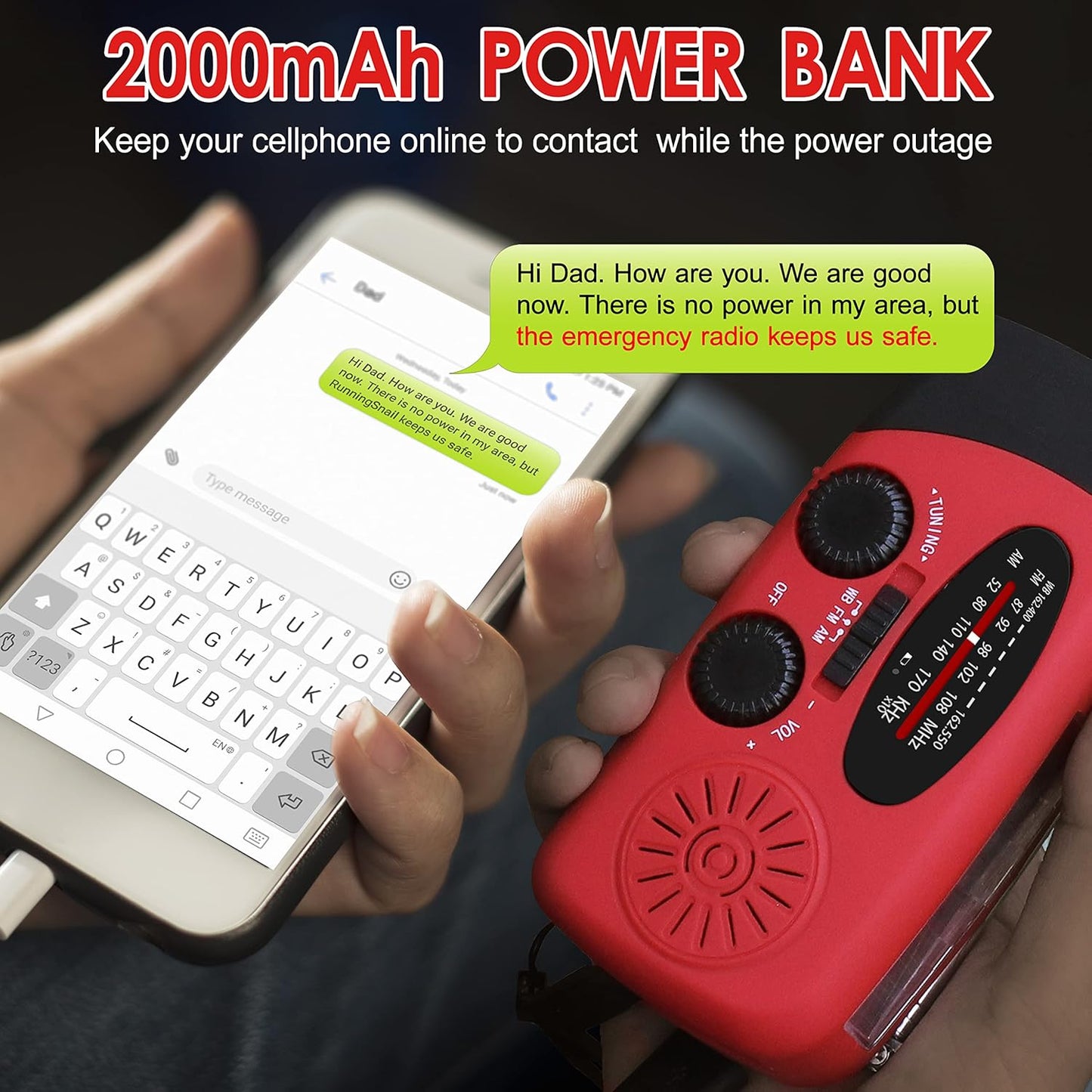 Handcrank Radio LED Zaklamp AM FM NOAA Weer Radio
