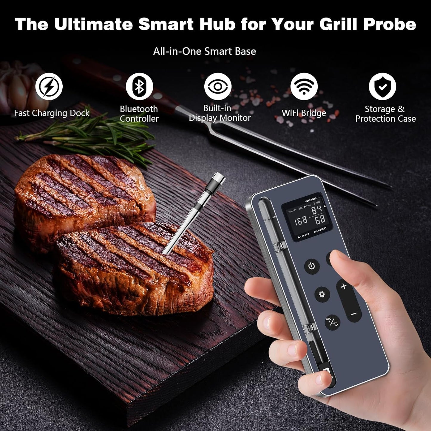 Bluetooth Vleesthermometer Digitale Draadloze Kookthermometer