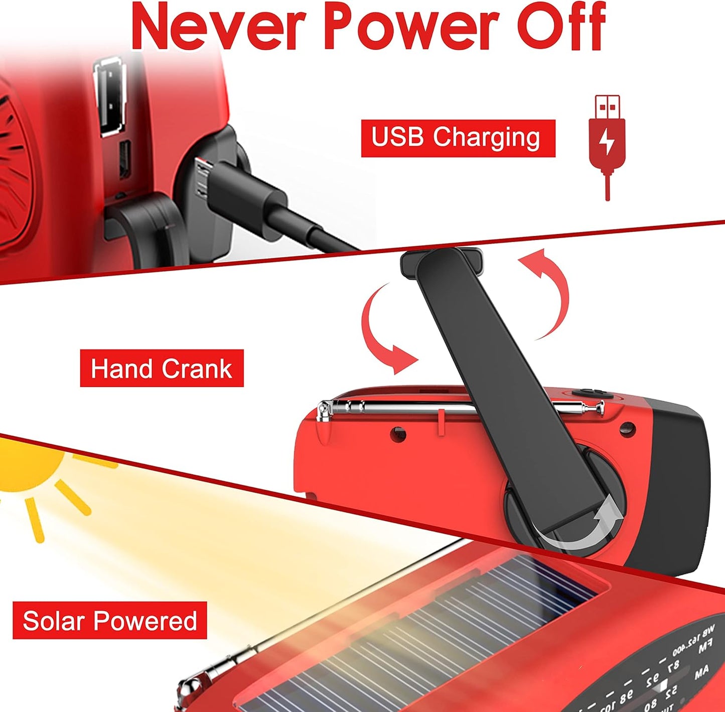 Handcrank Radio LED Zaklamp AM FM NOAA Weer Radio