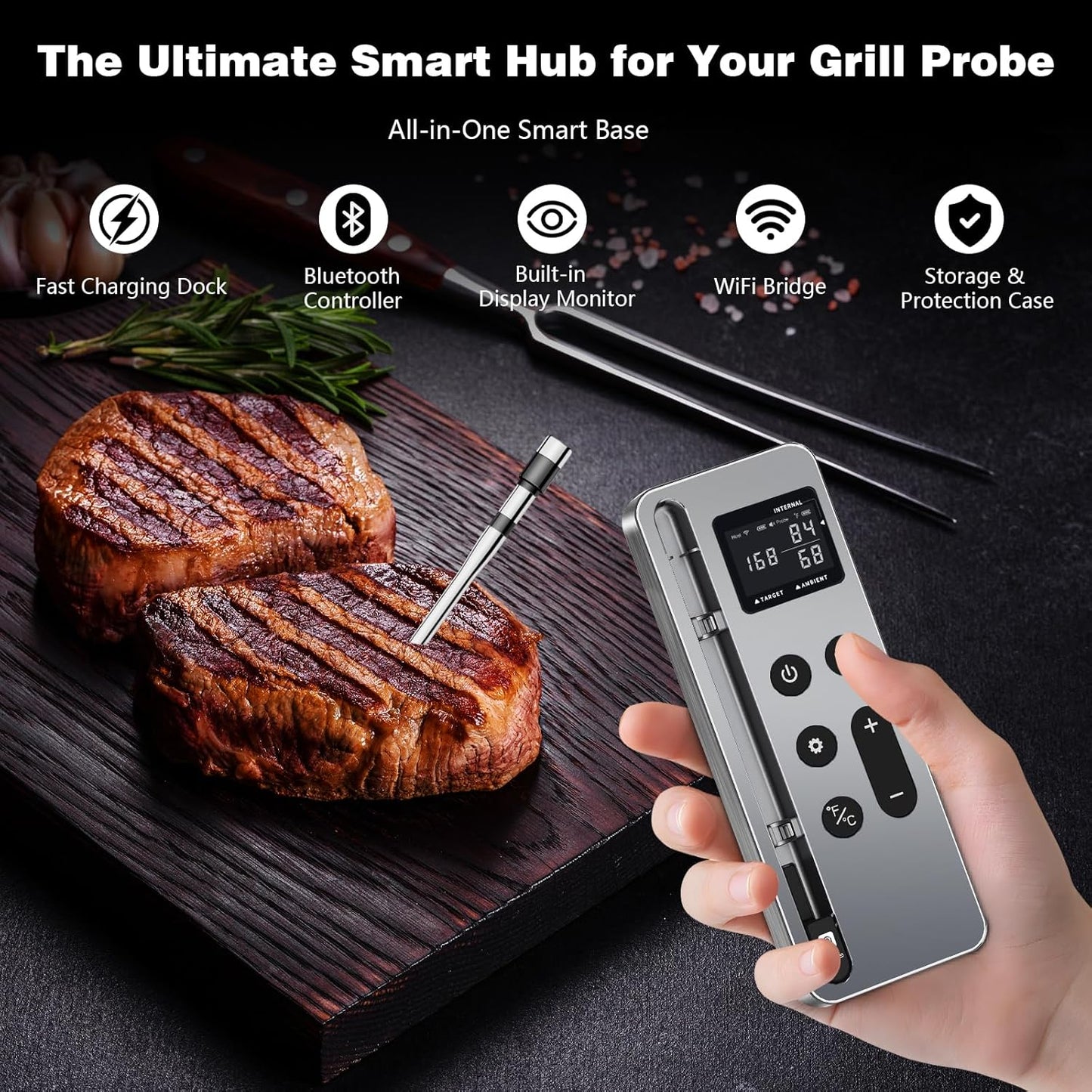 Bluetooth Vleesthermometer Digitale Draadloze Kookthermometer