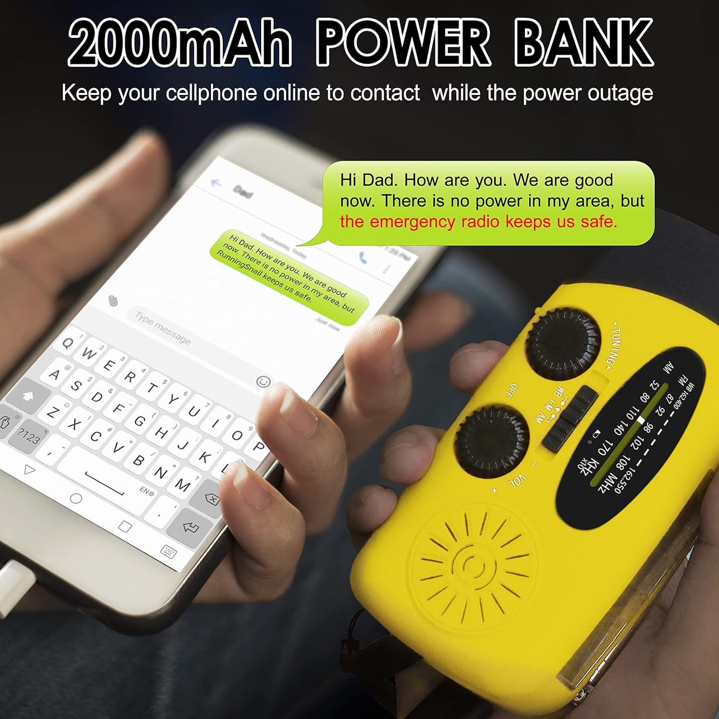 Handcrank Radio LED Zaklamp AM FM NOAA Weer Radio