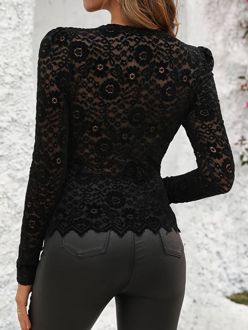 Langarmtop dames – V-hals top met lange mouwen, casual en stijlvol