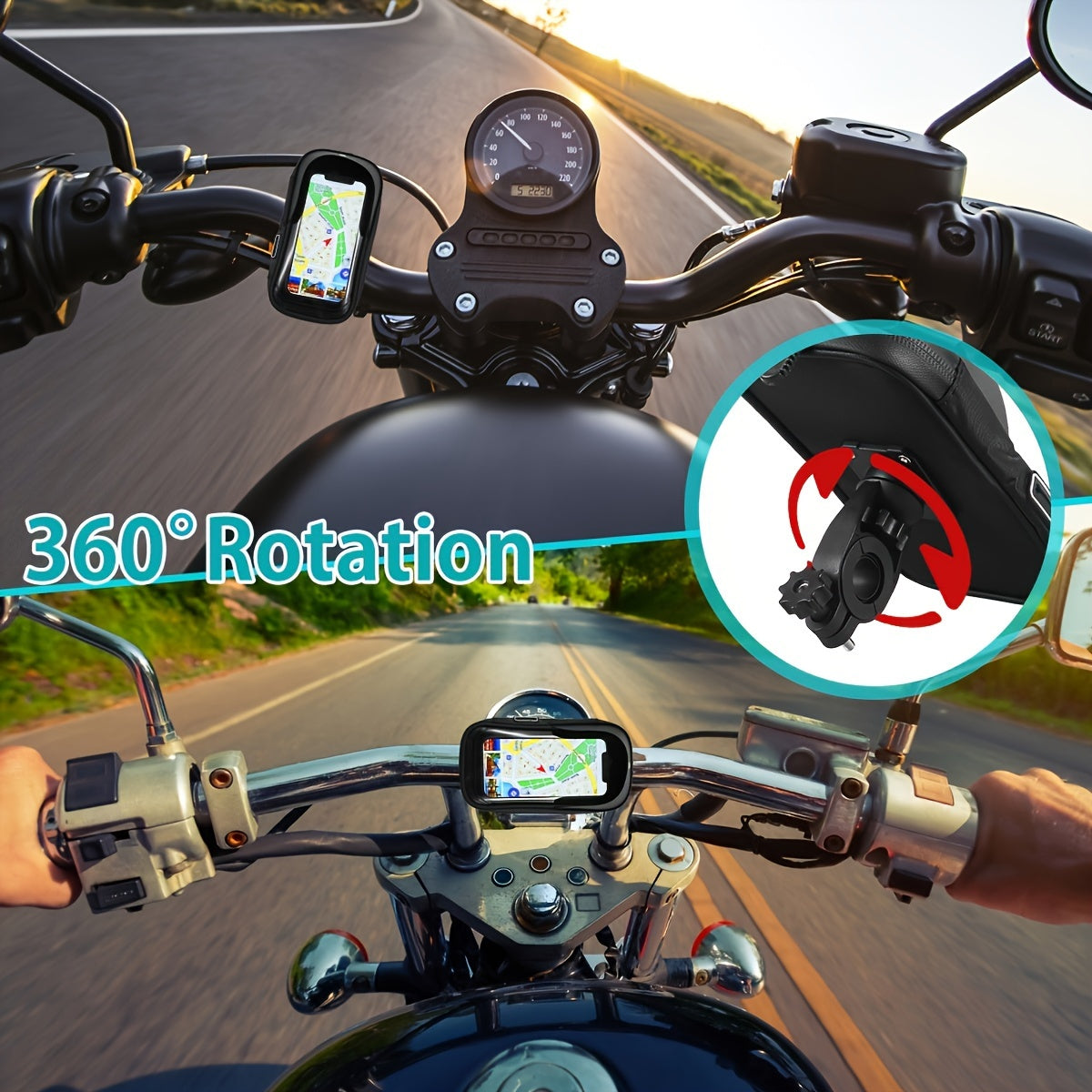 Fiets en Motor Telefoonhouder Handvat Tas 360° Draaioptie Waterdicht