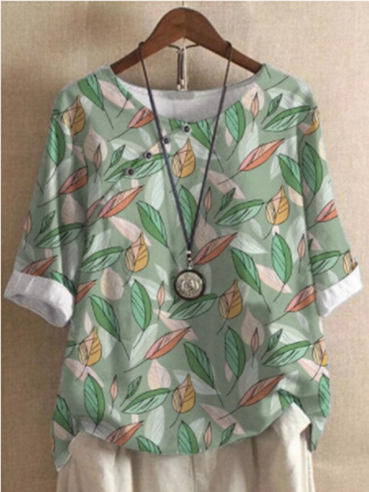 Damesblouse bedrukt – Stijlvolle blouse met korte mouwen en trendy design