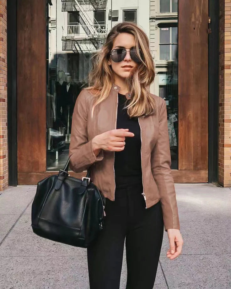 Jas Dames – Elegante Zip-Up Jas van Katoen voor Lente en Herfst