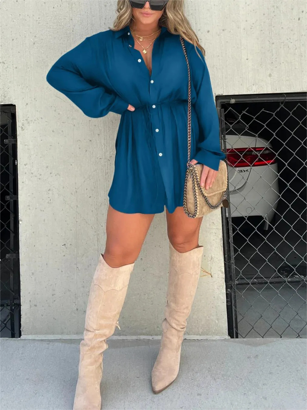 Romper jurk dames – Trendy satijnen romper met korte mouwen voor casual uitjes