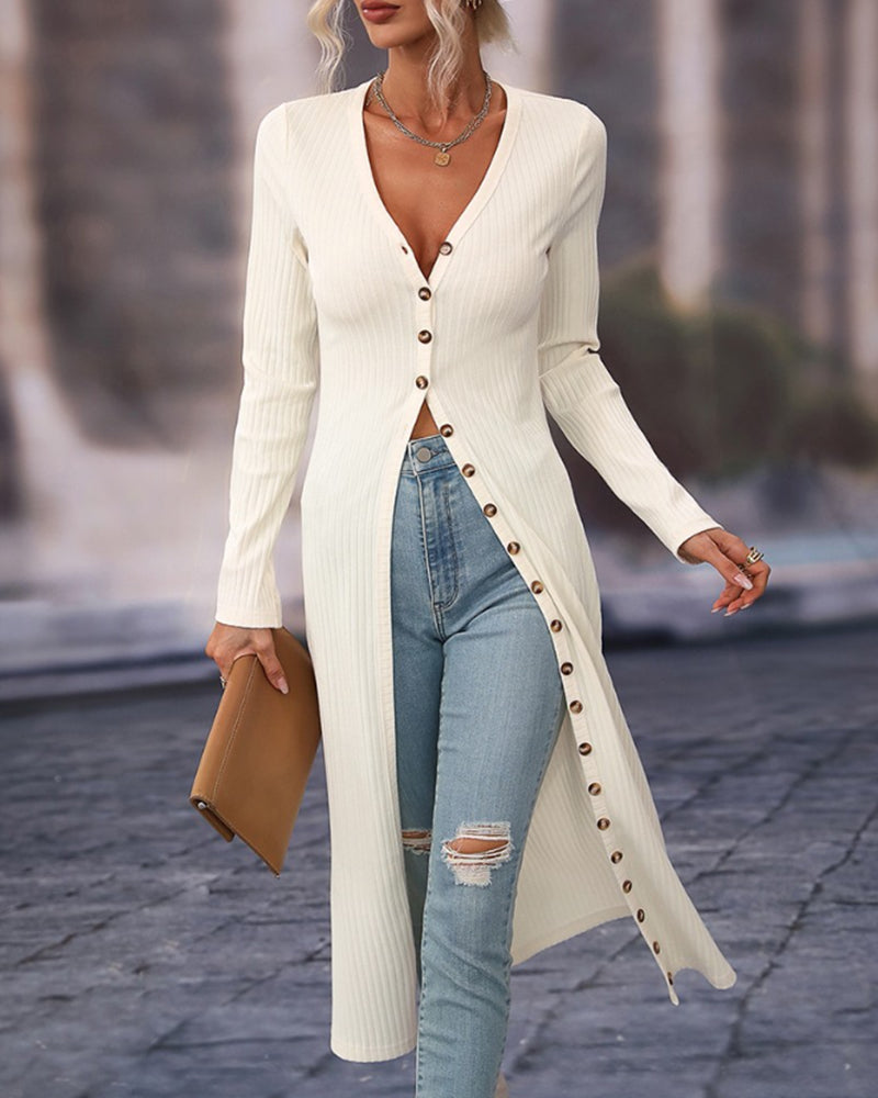 Lange Strickjacke Dames – Elegante gebreide cardigan voor herfst en winter