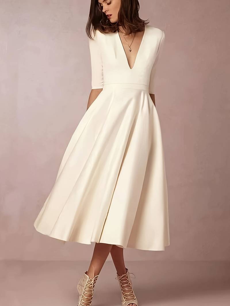 V-hals jurk dames – Elegante jurk voor feestelijke gelegenheden en casual stijl