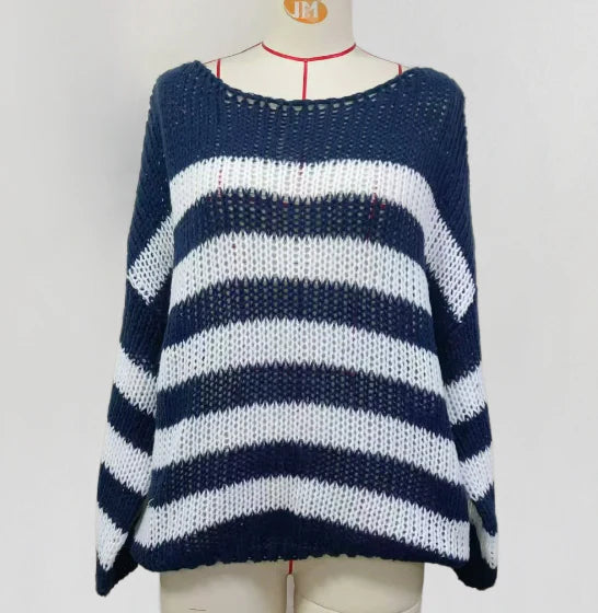 Gestreepte Dames Trui – Comfortabele Trui voor Vrouwen met Lange Mouwen