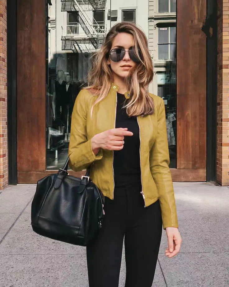 Jas Dames – Elegante Zip-Up Jas van Katoen voor Lente en Herfst
