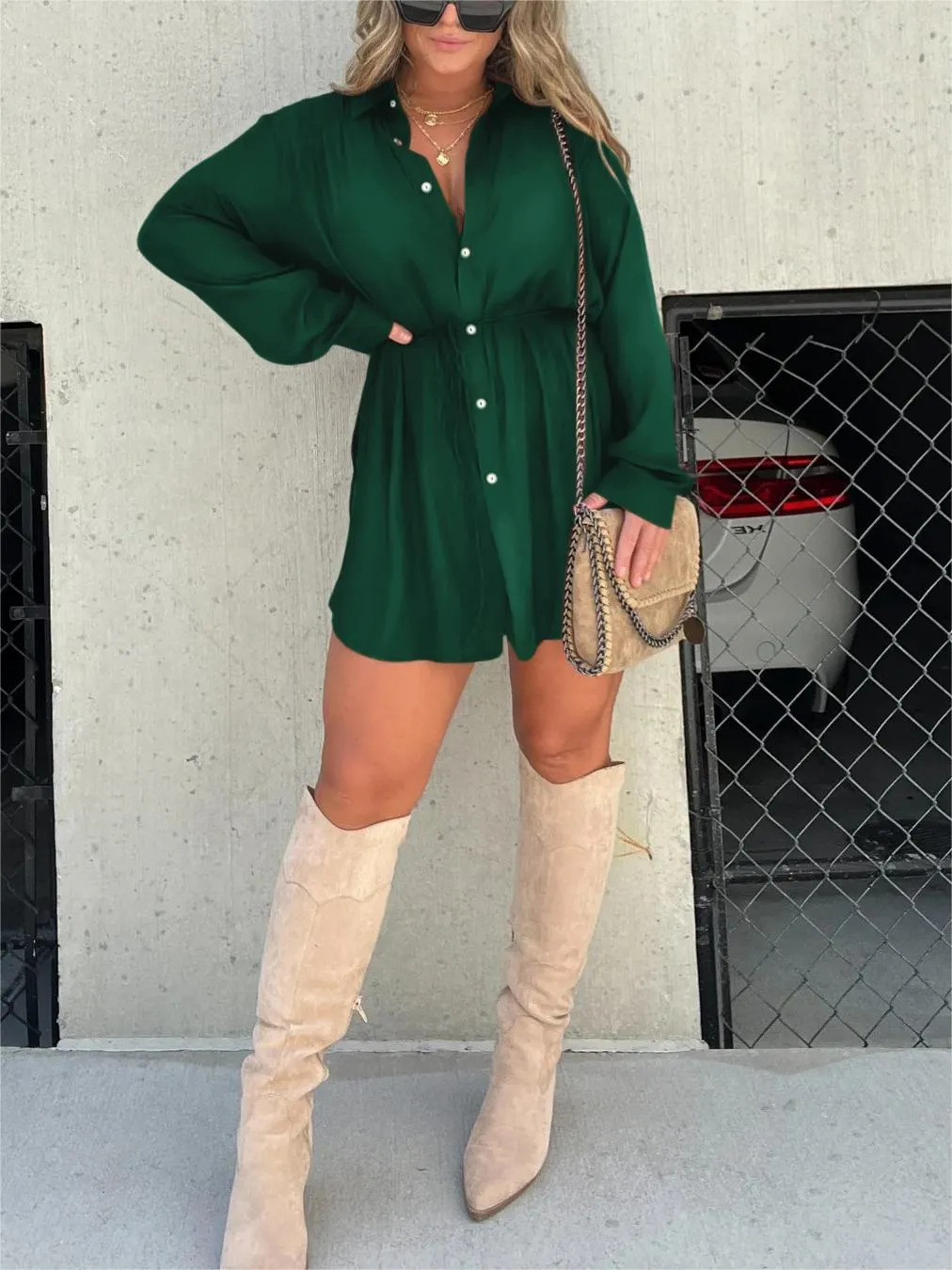 Romper jurk dames – Trendy satijnen romper met korte mouwen voor casual uitjes