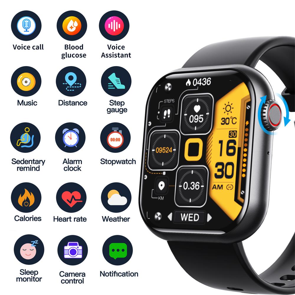 Slimme Horloge Bloedglucose Bloeddruk Hartslagmonitor Fitness Tracker