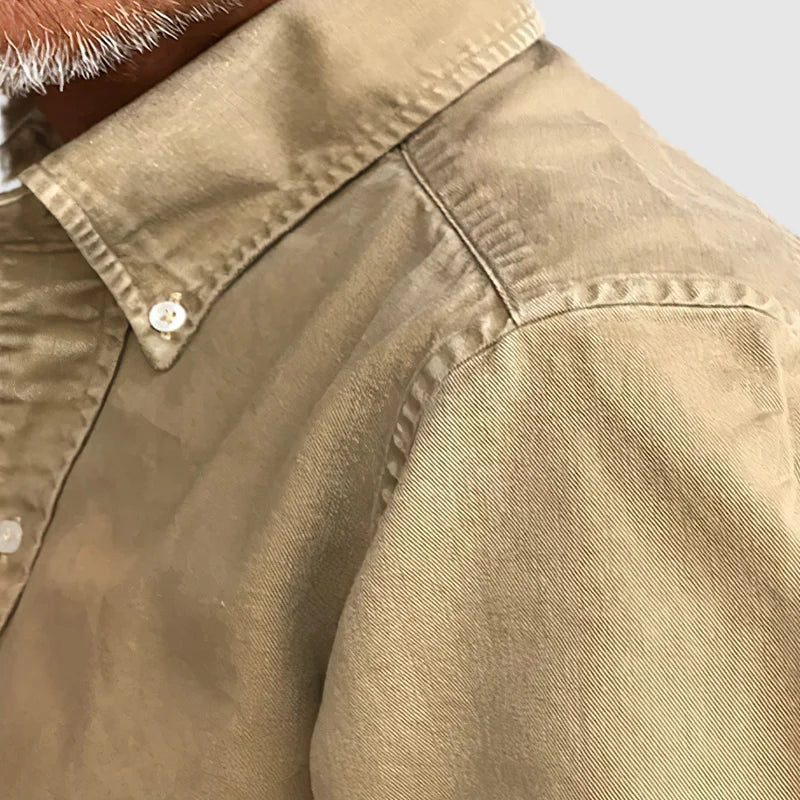 Herenhemd vintage gewassen – Lange mouwen casual shirt voor mannen