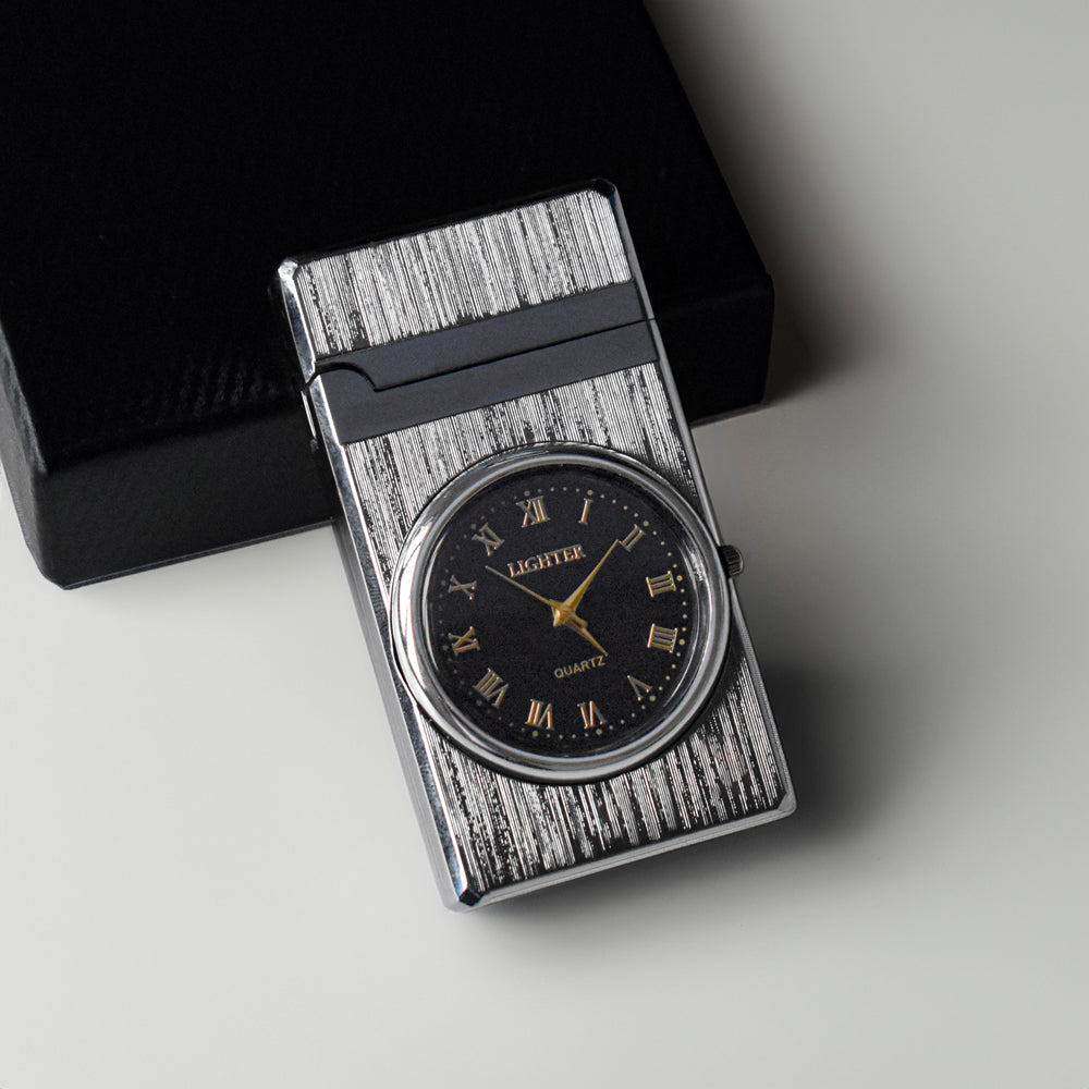 Aansteker Horloge Zilveren Metalen Kast
