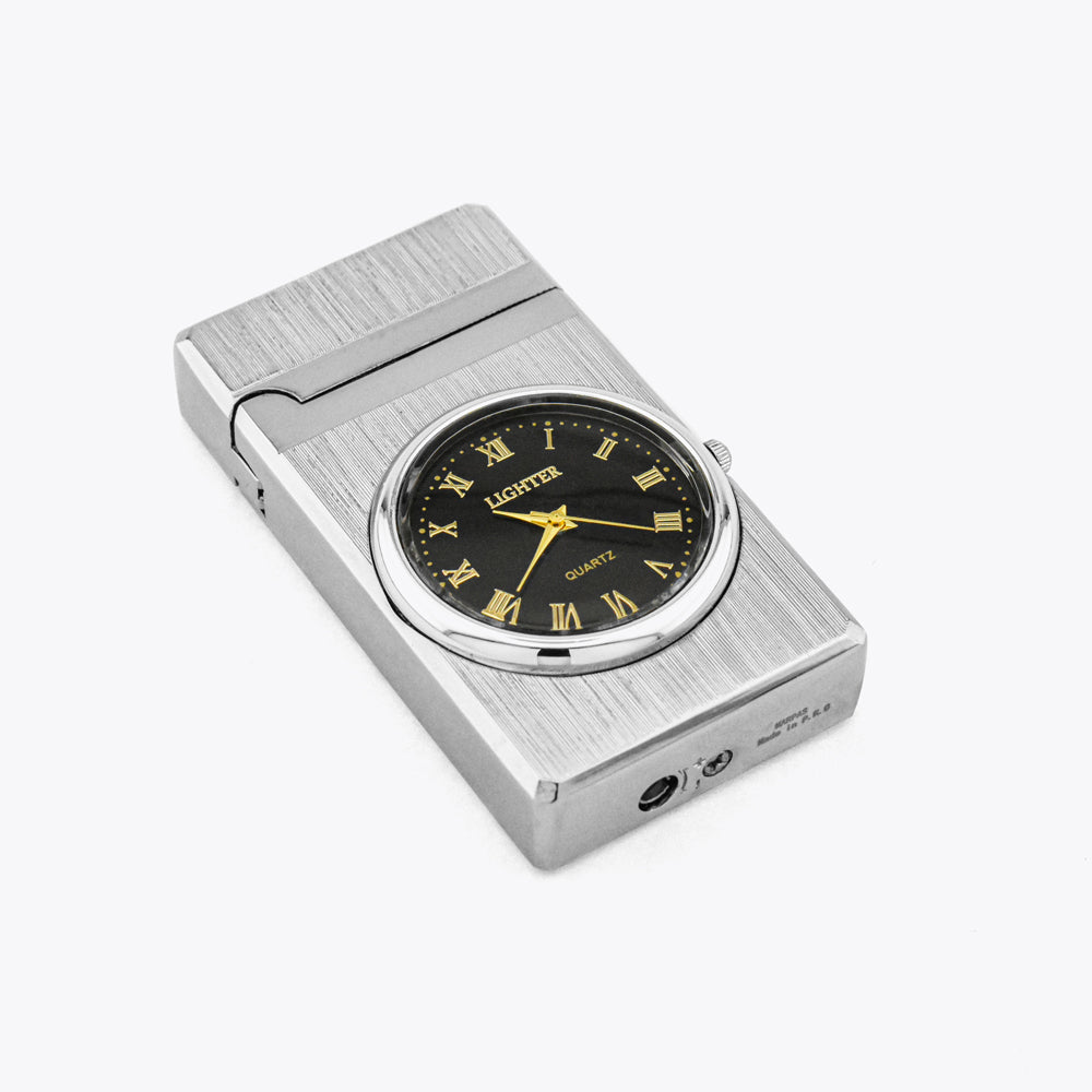 Aansteker Horloge Zilveren Metalen Kast