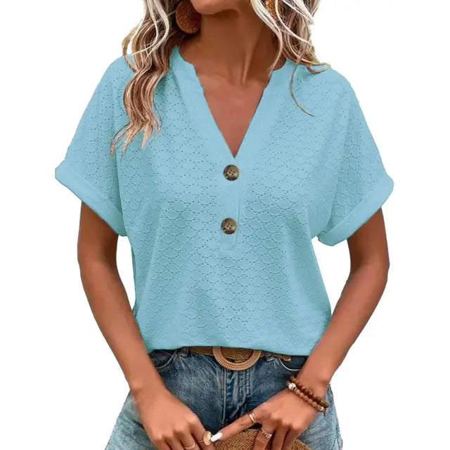 Dames V-hals Top – Elegante Blouse met Comfortabele Pasvorm voor Elke Gelegenheid