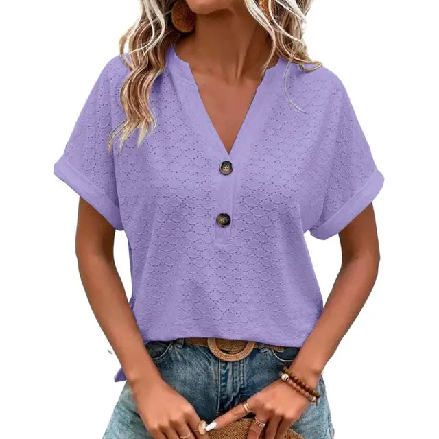 Dames V-hals Top – Elegante Blouse met Comfortabele Pasvorm voor Elke Gelegenheid
