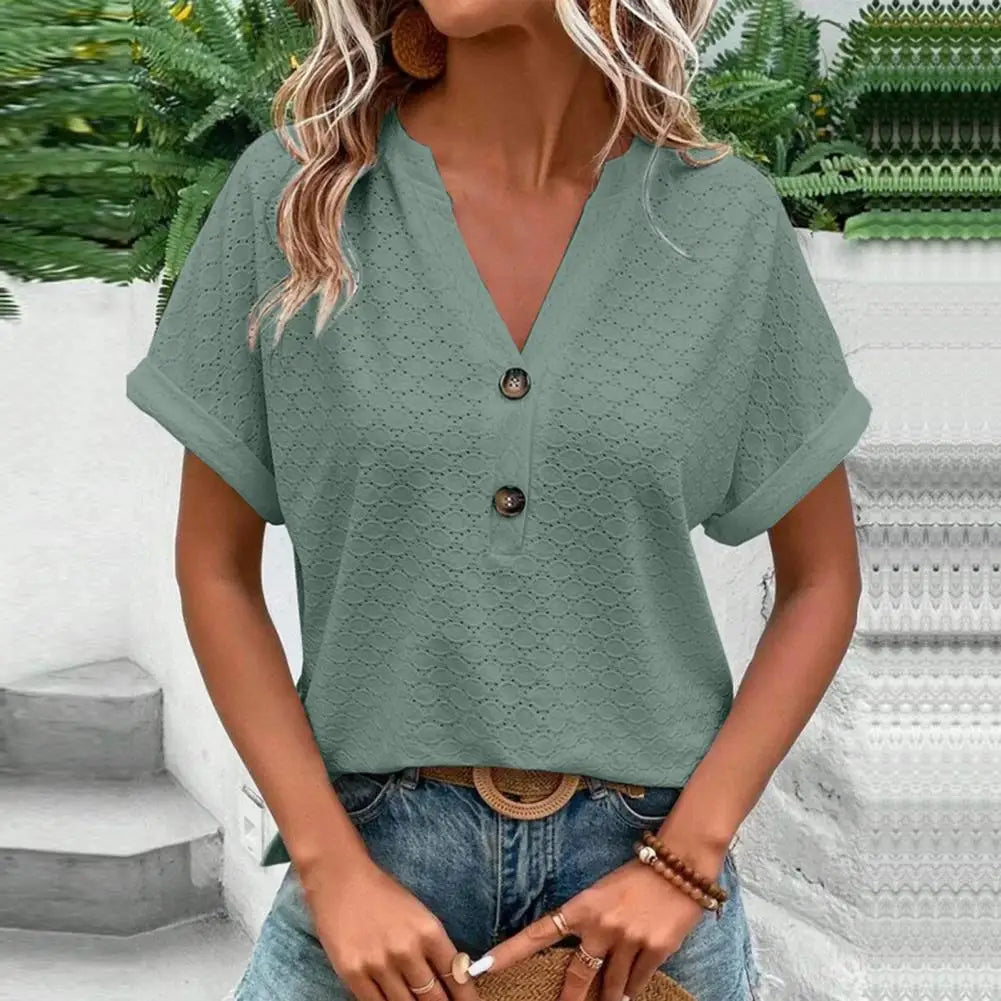 Dames V-hals Top – Elegante Blouse met Comfortabele Pasvorm voor Elke Gelegenheid