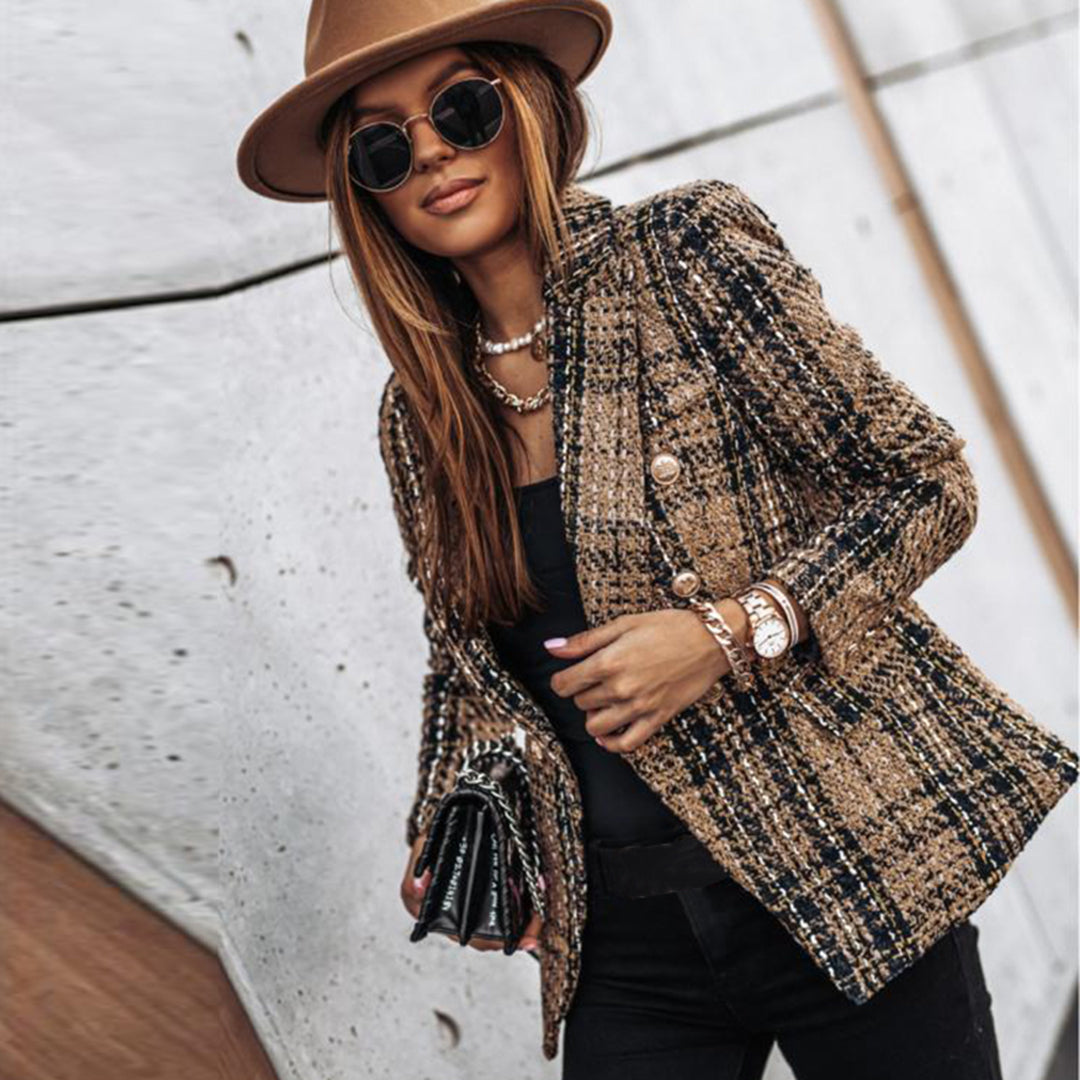 Blazer voor Dames – Geruite Blazer met Slim Fit en Stijlvolle Details