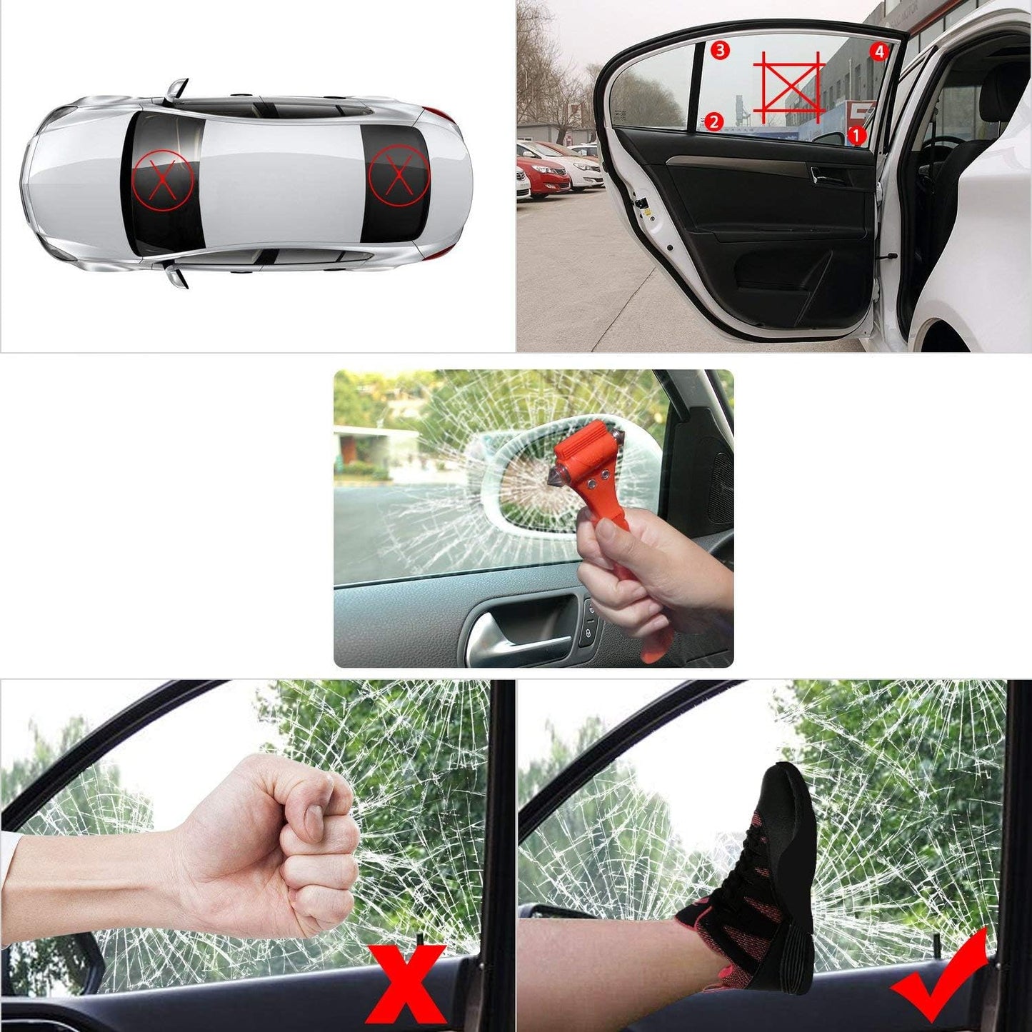 Auto Veiligheidshamer Set Nood Ontsnappingstool Raam Glas Hamer Snijder