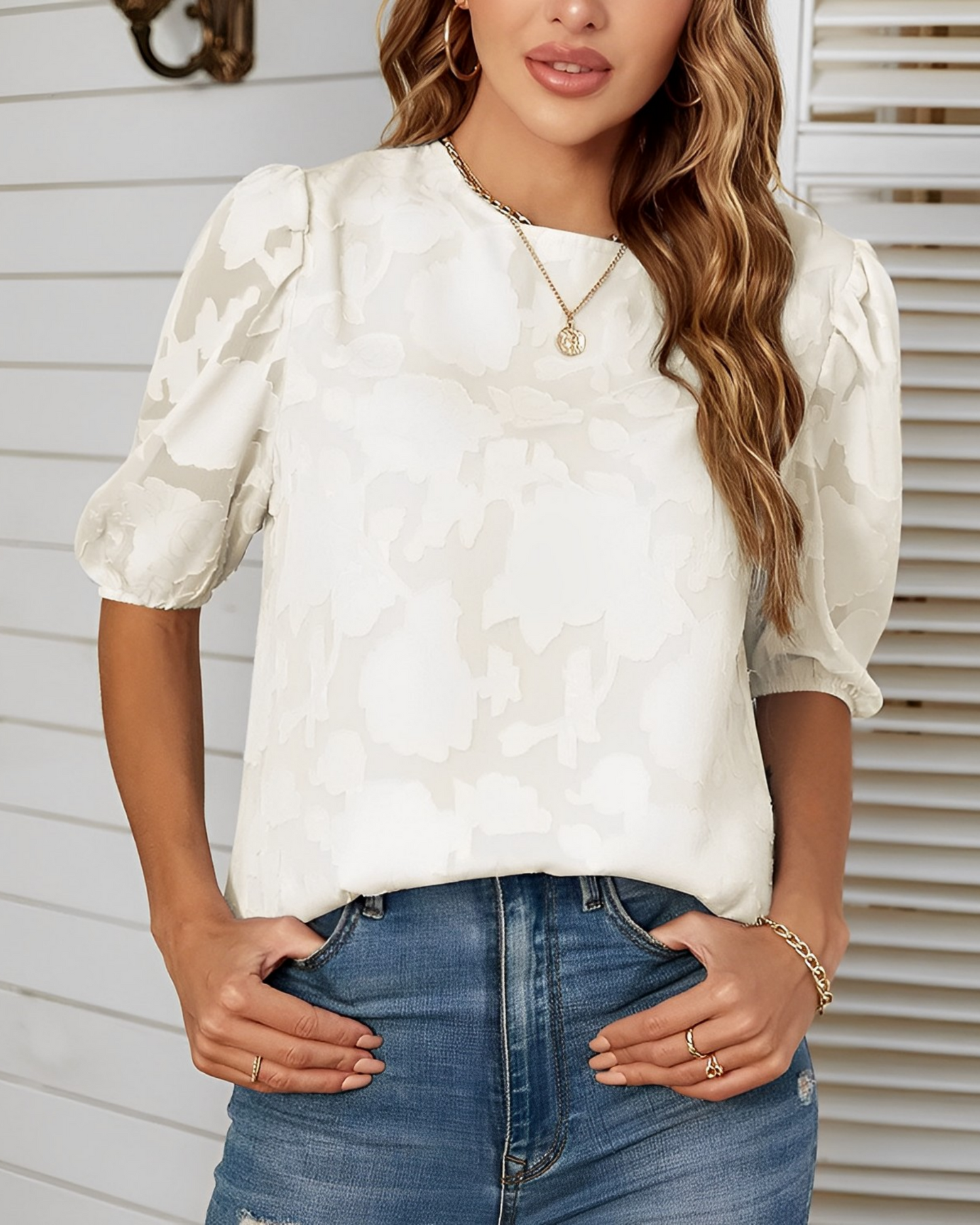 Blouse chiffon dames – Puffärmelig elegante top voor casual en feestelijke gelegenheden
