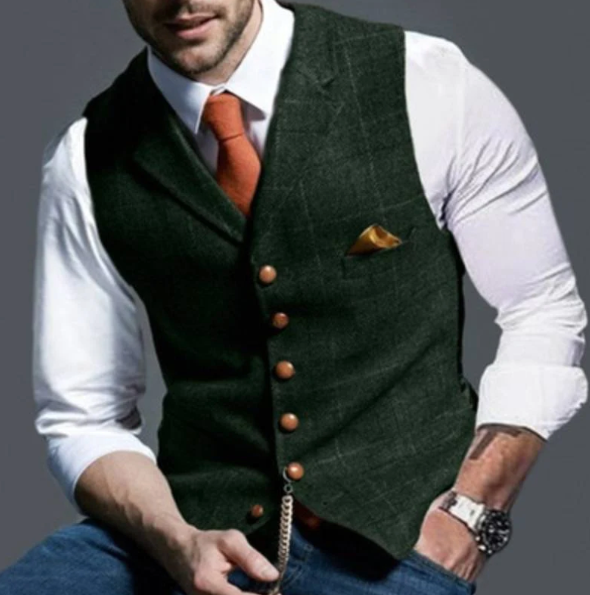 Vrijetijdsvest heren – Revers vest van comfortabele stof voor casual stijl