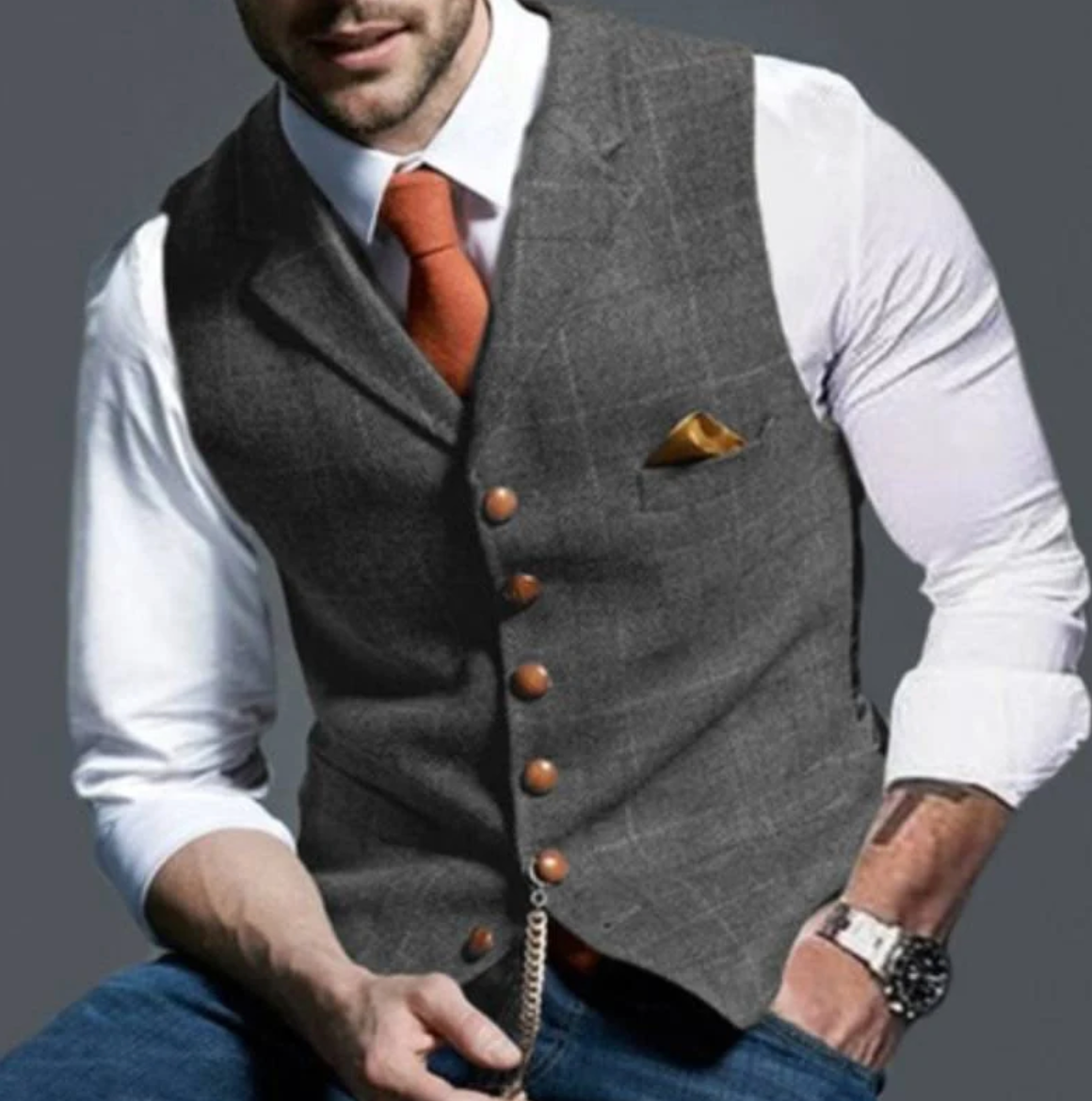 Vrijetijdsvest heren – Revers vest van comfortabele stof voor casual stijl