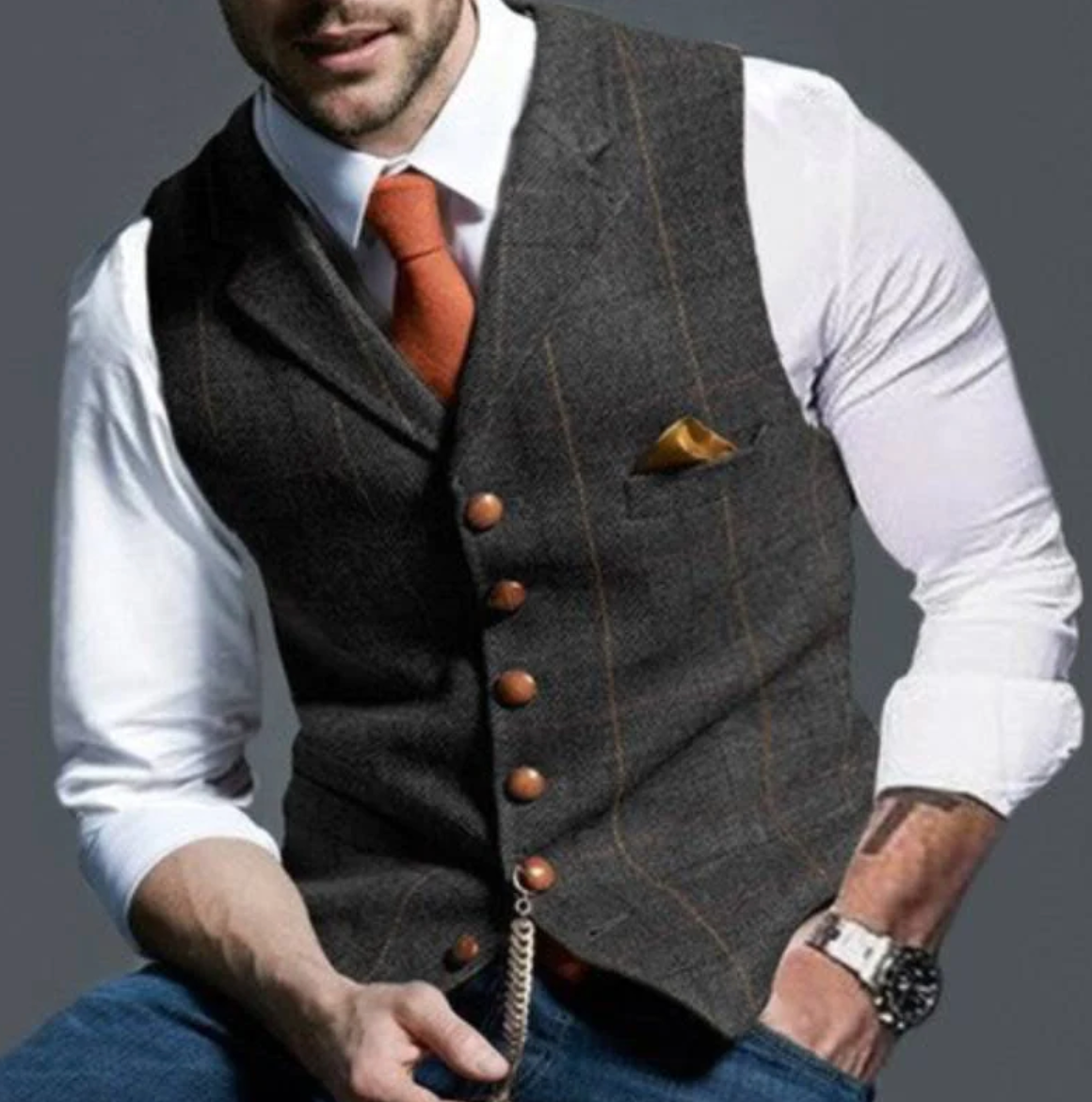 Vrijetijdsvest heren – Revers vest van comfortabele stof voor casual stijl
