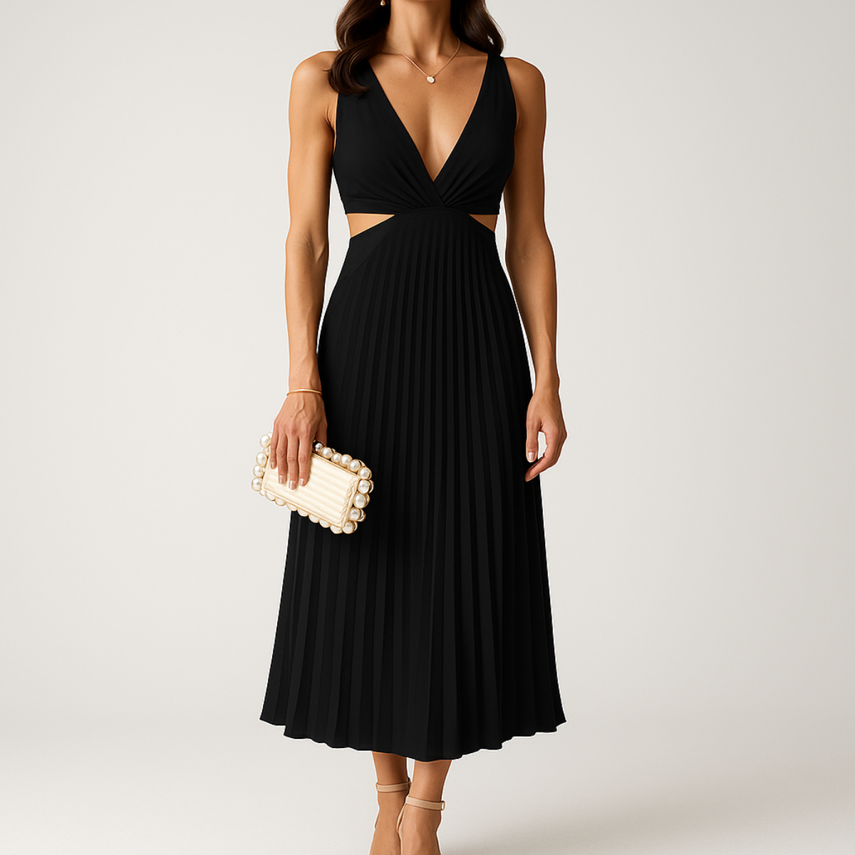 Plissé Jurk Dames – Elegante Satijnen Jurk voor Feest en Ceremonie