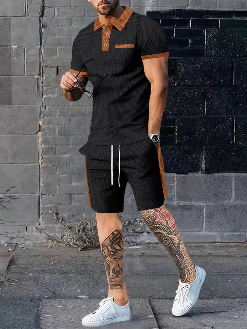 Polohemd en shorts heren – Comfortabele outfit met trekkoord voor casual stijl