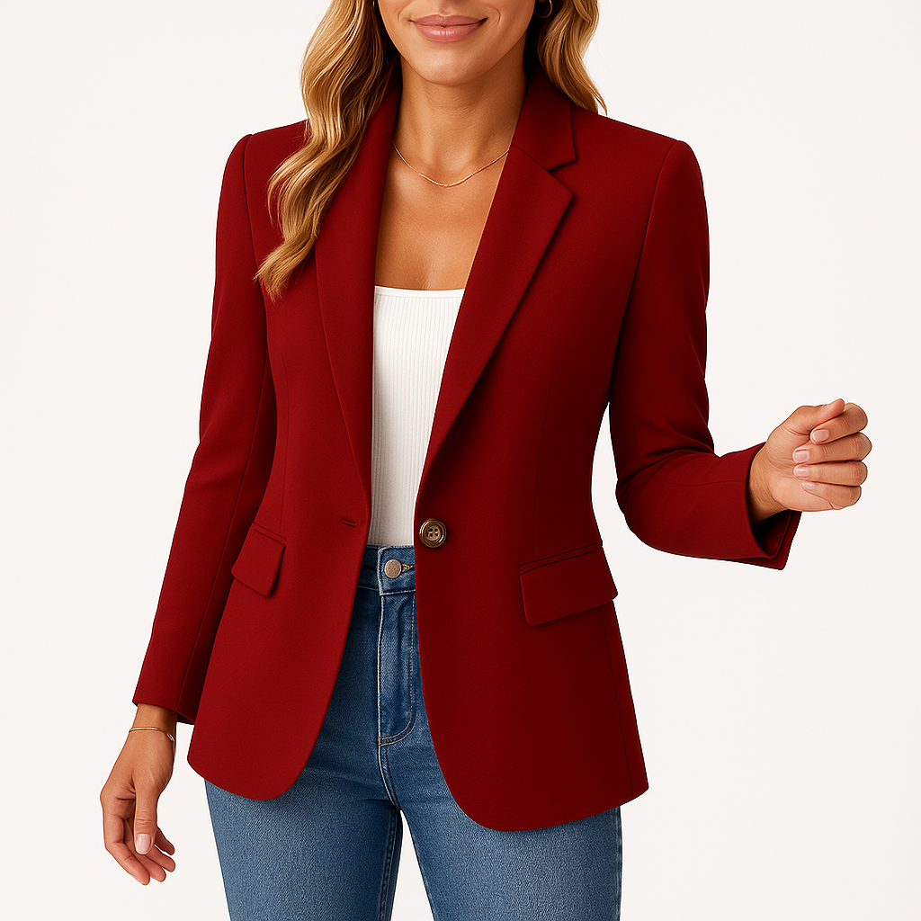 Blazer Dames – Getailleerd Polyester Model met Reverskraag en Knoopsluiting