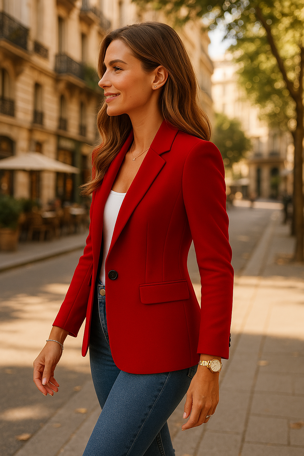 Blazer Dames – Getailleerd Polyester Model met Reverskraag en Knoopsluiting