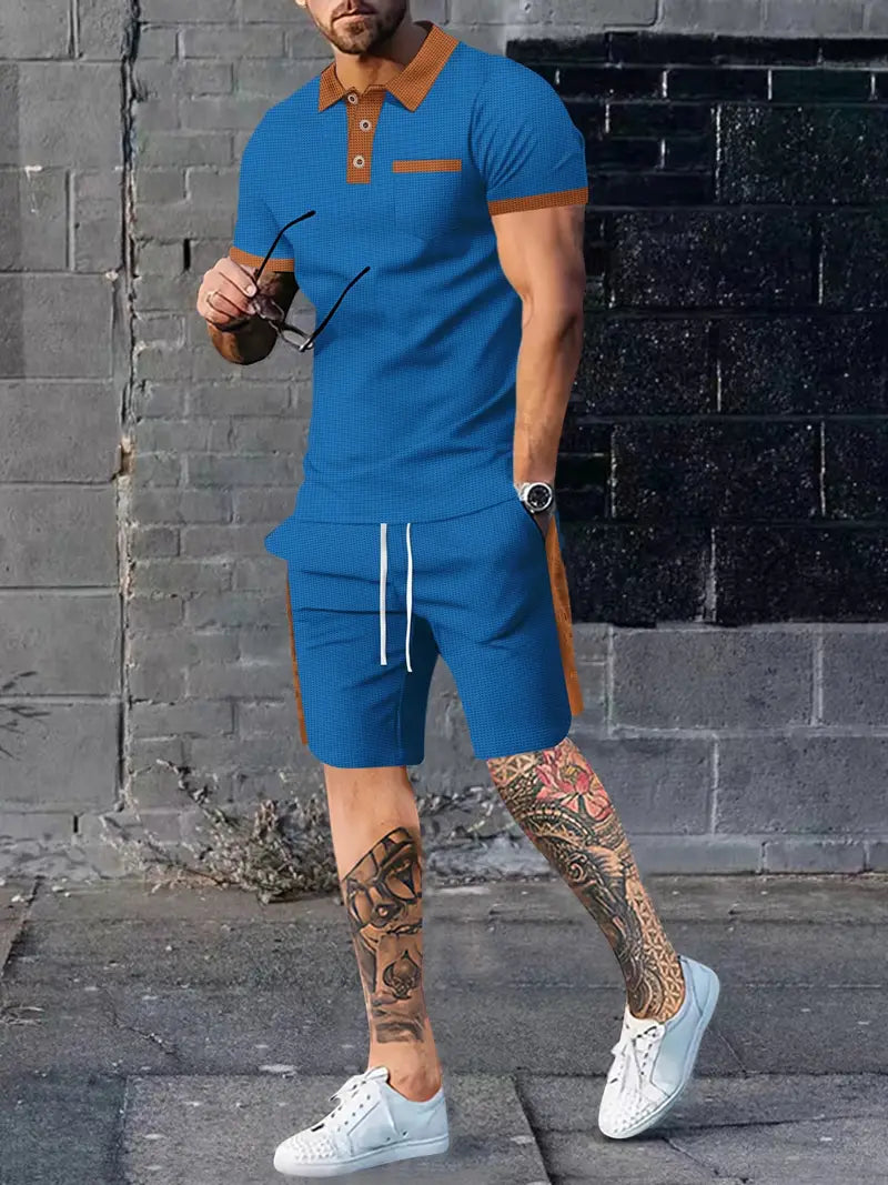 Polohemd en shorts heren – Comfortabele outfit met trekkoord voor casual stijl