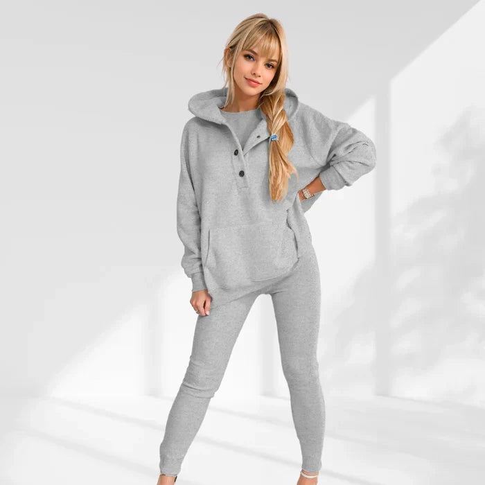 Sweatshirt Dames - Zachte Katoen Oversized - Casual Stijl met Functionele Knopen