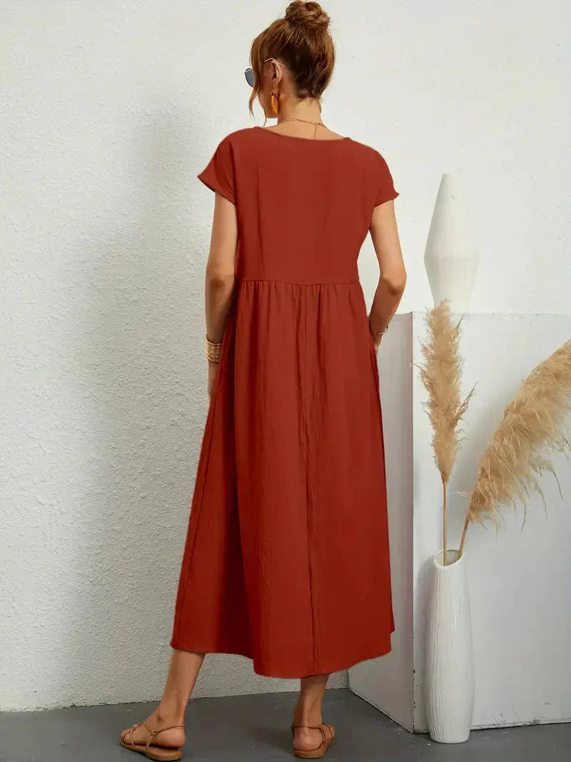 Lange jurk dames – Elegante jurk met vloeiende stof voor feest en bruiloft