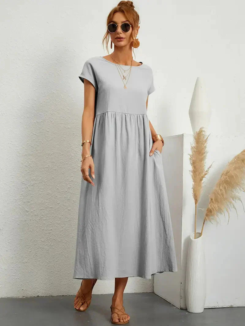 Lange jurk dames – Elegante jurk met vloeiende stof voor feest en bruiloft