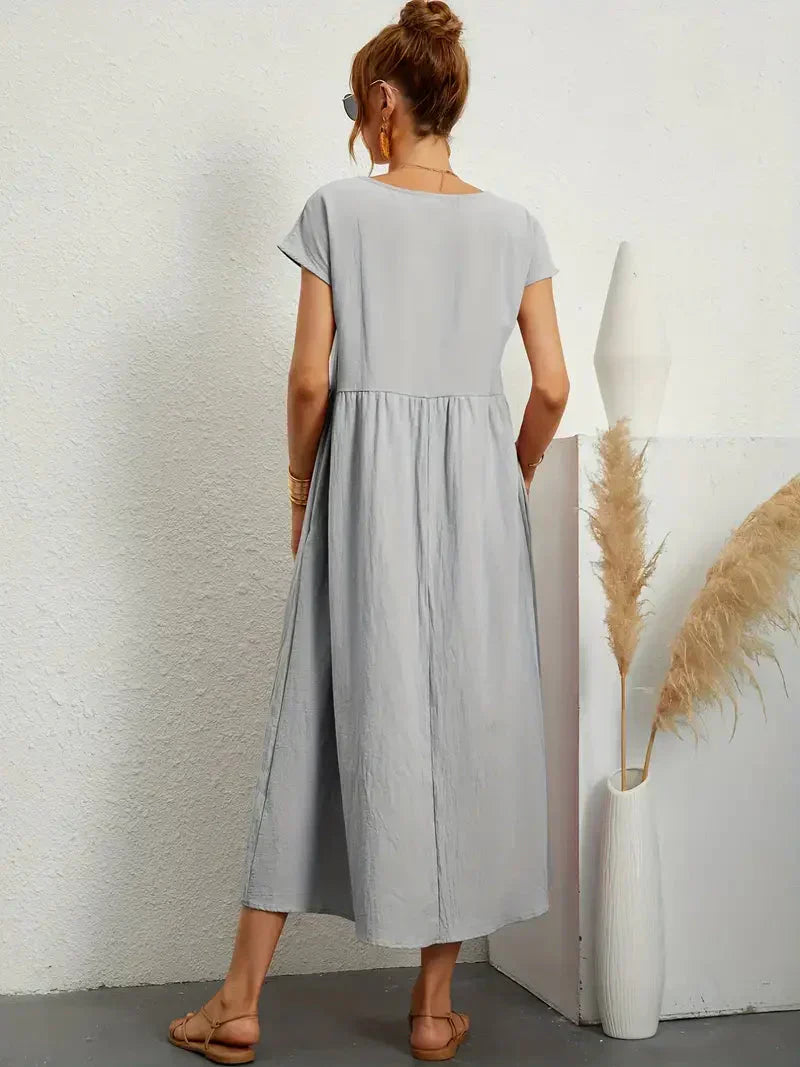Lange jurk dames – Elegante jurk met vloeiende stof voor feest en bruiloft