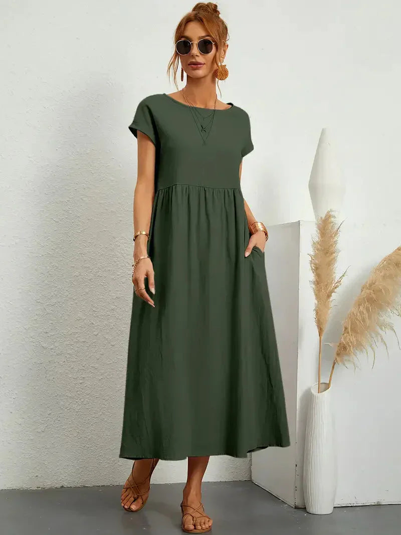 Lange jurk dames – Elegante jurk met vloeiende stof voor feest en bruiloft