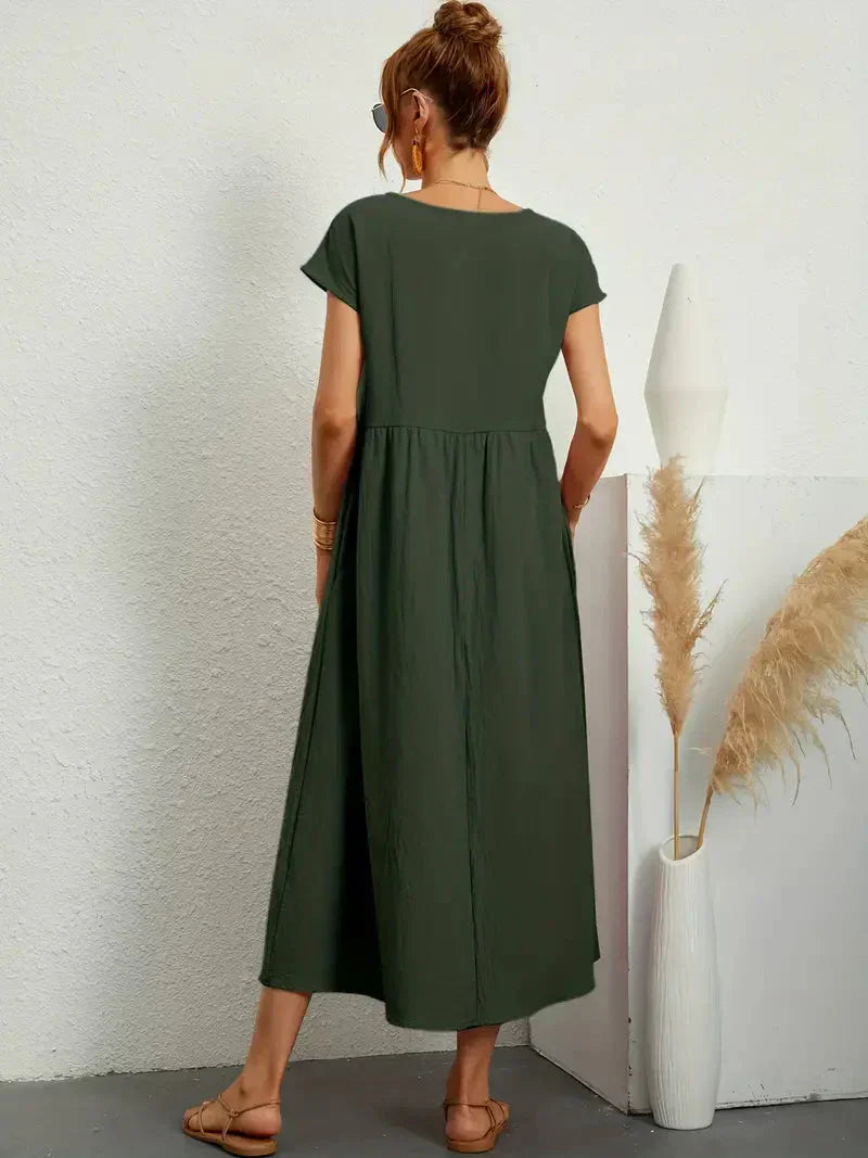 Lange jurk dames – Elegante jurk met vloeiende stof voor feest en bruiloft