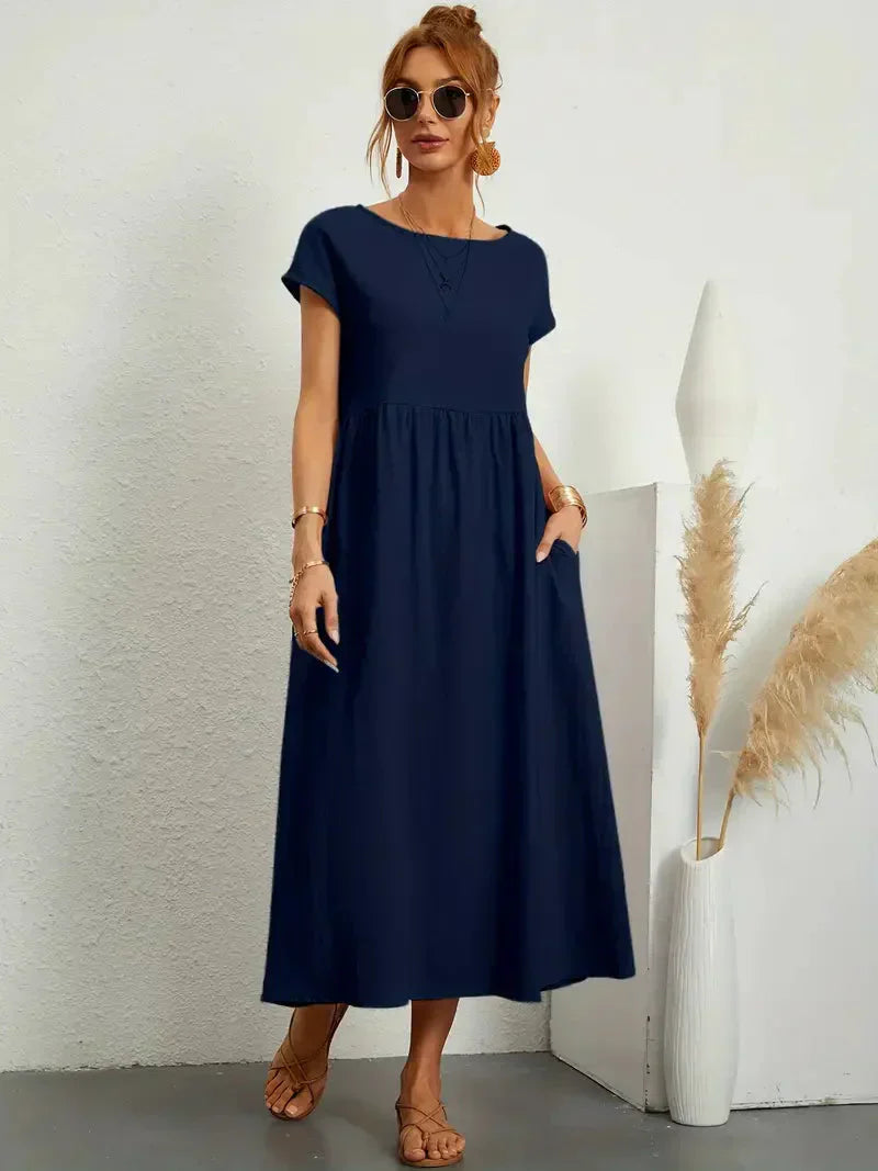 Lange jurk dames – Elegante jurk met vloeiende stof voor feest en bruiloft