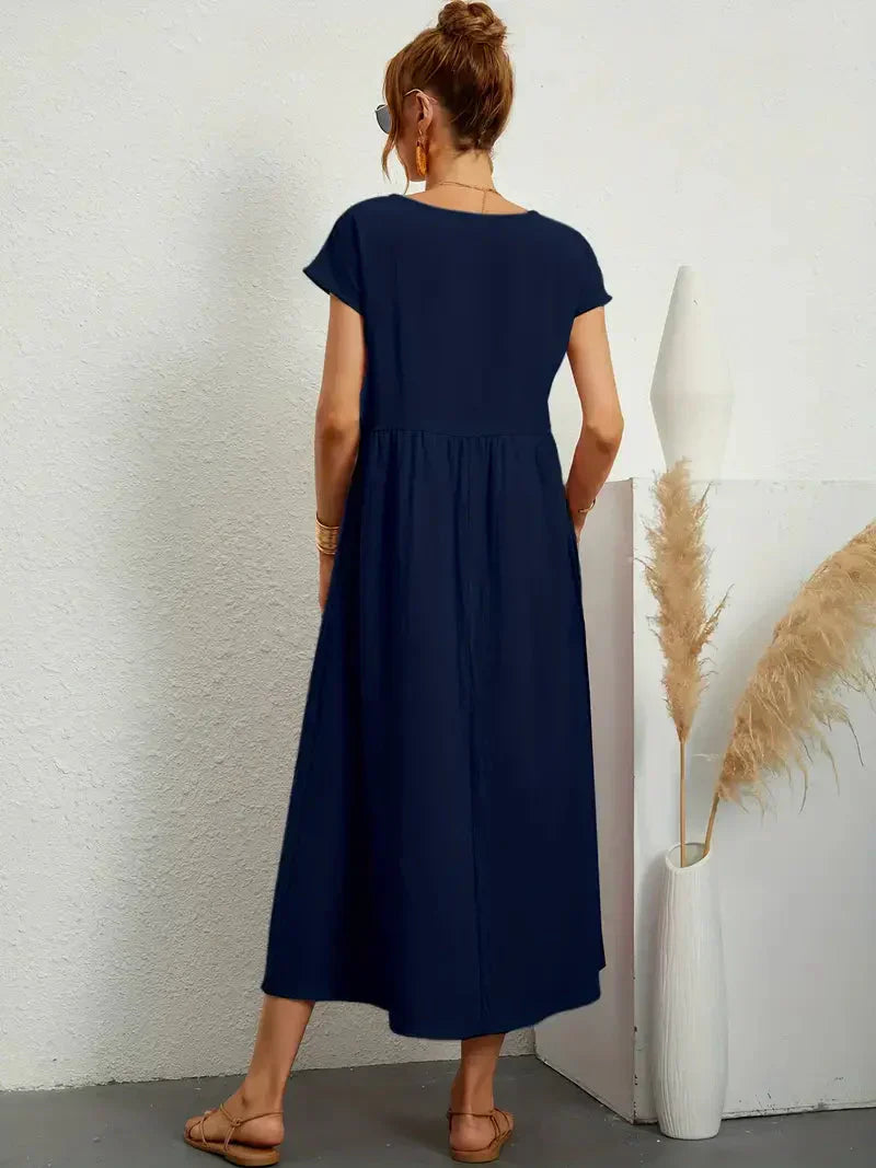 Lange jurk dames – Elegante jurk met vloeiende stof voor feest en bruiloft
