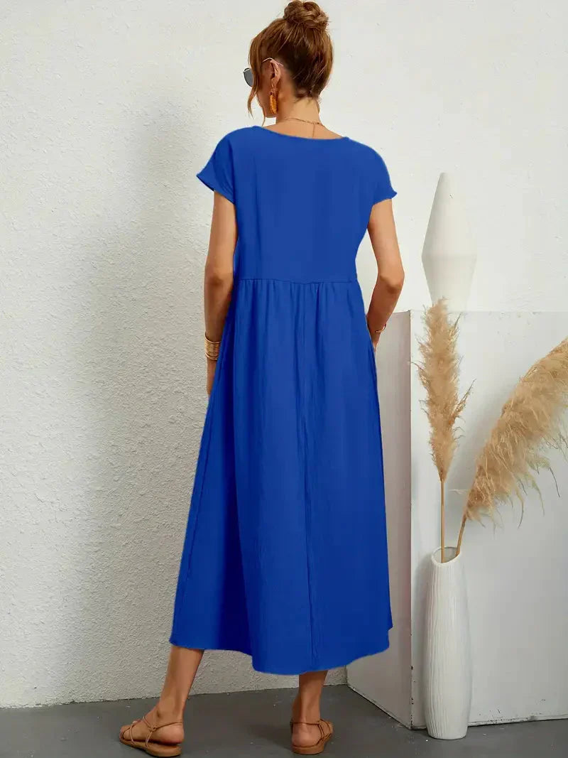 Lange jurk dames – Elegante jurk met vloeiende stof voor feest en bruiloft