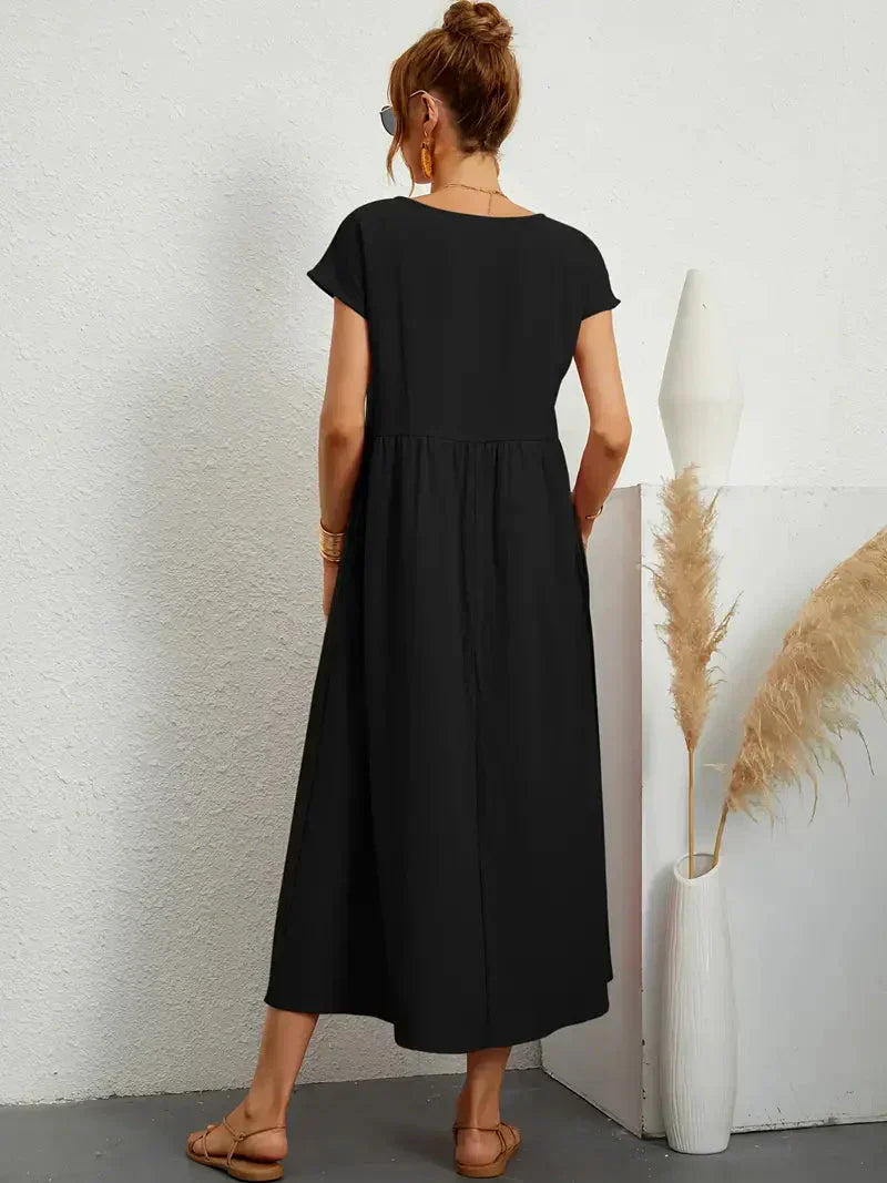 Lange jurk dames – Elegante jurk met vloeiende stof voor feest en bruiloft