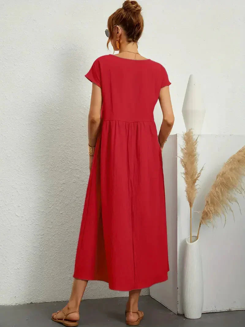 Lange jurk dames – Elegante jurk met vloeiende stof voor feest en bruiloft